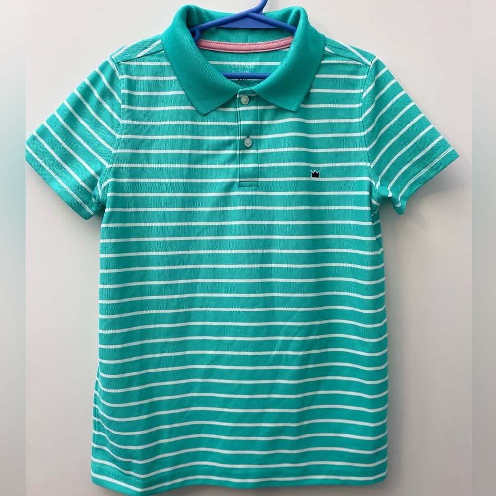 Crown & Ivy Green and White Polo with Classic Stripes